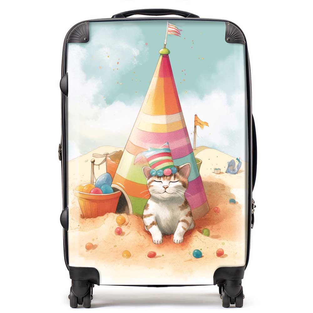 Cat On A Beach Holiday Suitcase
