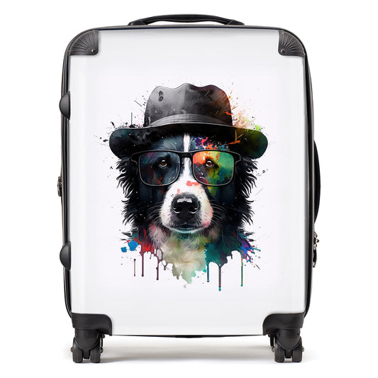 Border Collie Dog Splashart Suitcase