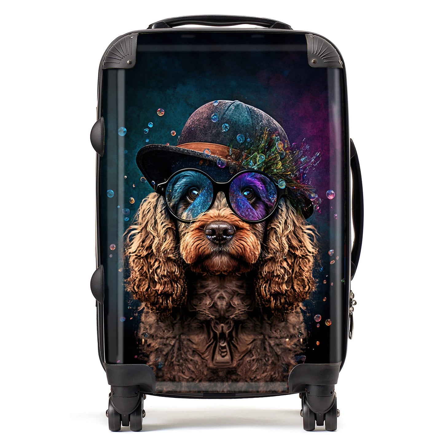 Cockapoo Dog Face Splashart Suitcase