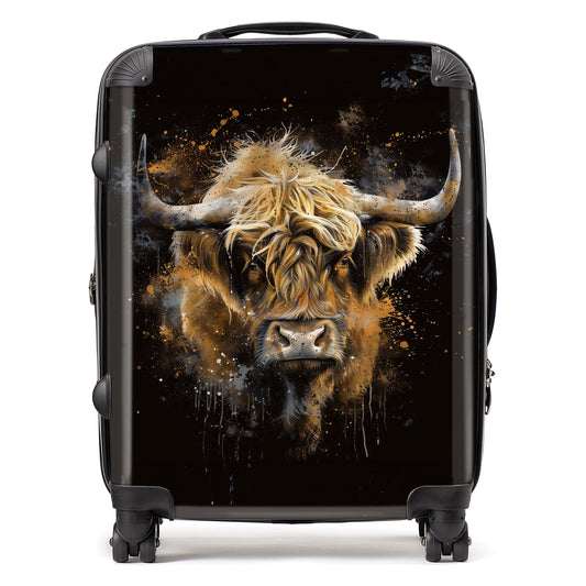 Bronze Splashart Highland Cow Suitcase